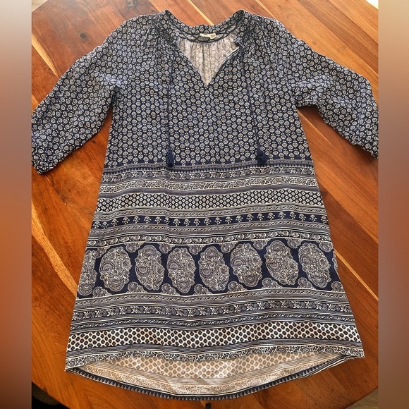 Roxy Navy Blue and White Long Sleeve Dress - Picture 6 of 6